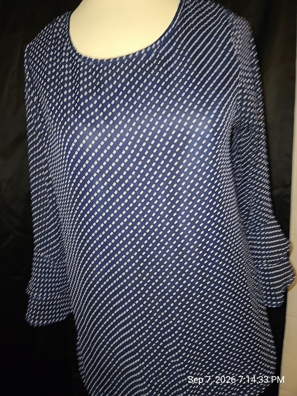 Classic Navy Polka Dot Women’s Blouse